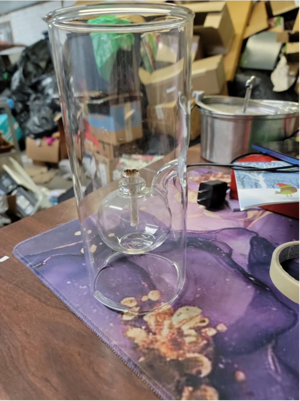 Vintage Wolfard Glass Blowing Oil Lamp Clear Glass